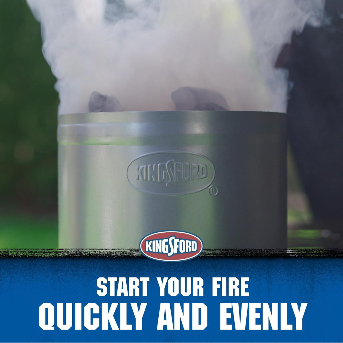 KINGSFORD Heavy Duty Deluxe Charcoal Chimney Starter | BBQ Chimney Starter for Charcoal Grill and Barbecues, Compact Easy to Use Chimney Starters and BBQ Grill Tools, Silver