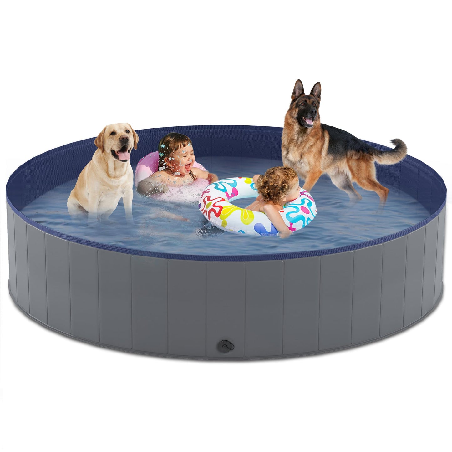 Niubya Foldable Dog Swimming Pool, Collapsible Hard Plastic, Portable Bath Tub for Pets Dogs and Cats, Pet Wading Pool for Indoor and Outdoor, 72 x 12 Inches