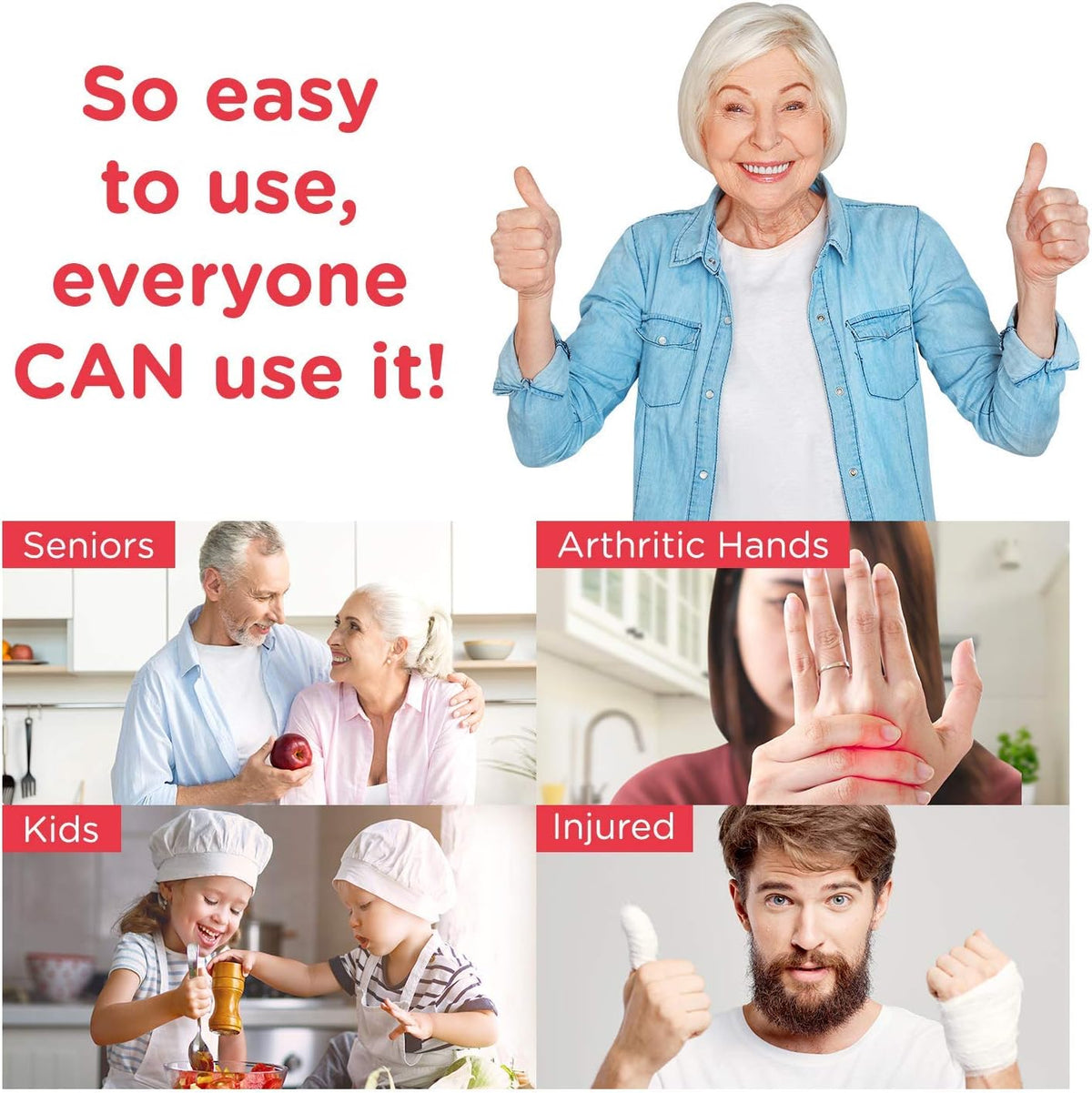Kitchen Mama Auto Electric Can Opener: Open Your Cans with A Simple Press of Button - Automatic, Hands Free, Smooth Edge, Food-Safe, Battery Operated, YES YOU CAN (White)