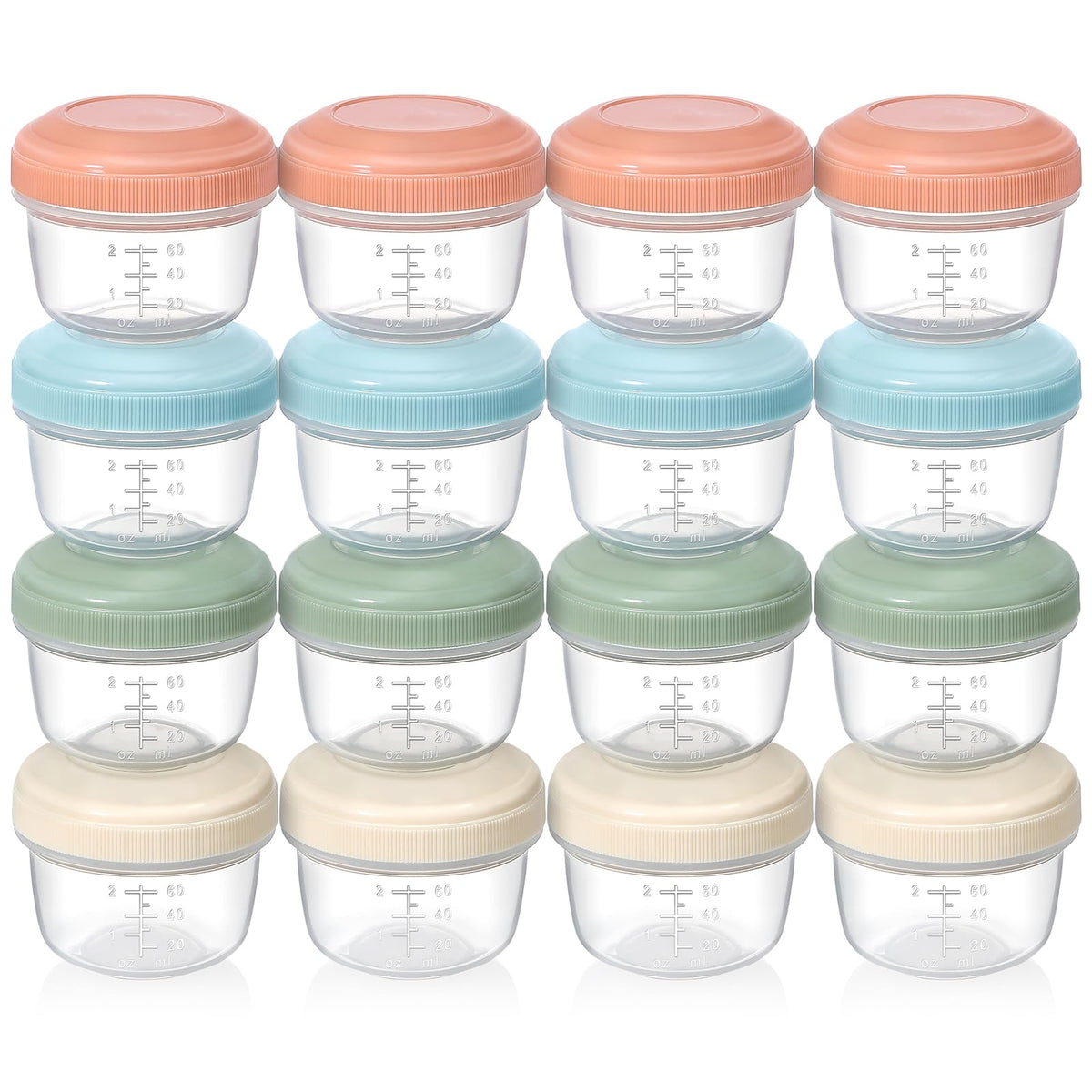 VITEVER 16 Pack 4 oz Small Containers with Lids, Reusable Plastic Jars for Snack and Puree, Salad Dressing Container to Go, Deli Containers
