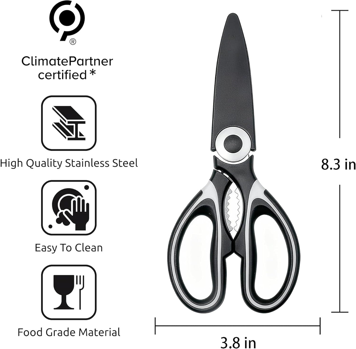 Kitchen Scissors All Purpose 3 Pack - Heavy Duty Stainless Steel Cooking Shears for Cutting Meat, Food, Fish, Poultry Multipurpose Sharp Sissors for Dishwasher Safe