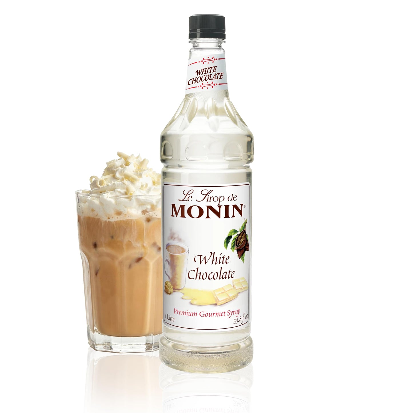 Monin - White Chocolate Syrup | Premium Syrup for Lattes, Mochas & More | Clean Label with No Artificial Flavors, No Artificial Preservatives (BPA-Free Plastic Bottle, 1 Liter)