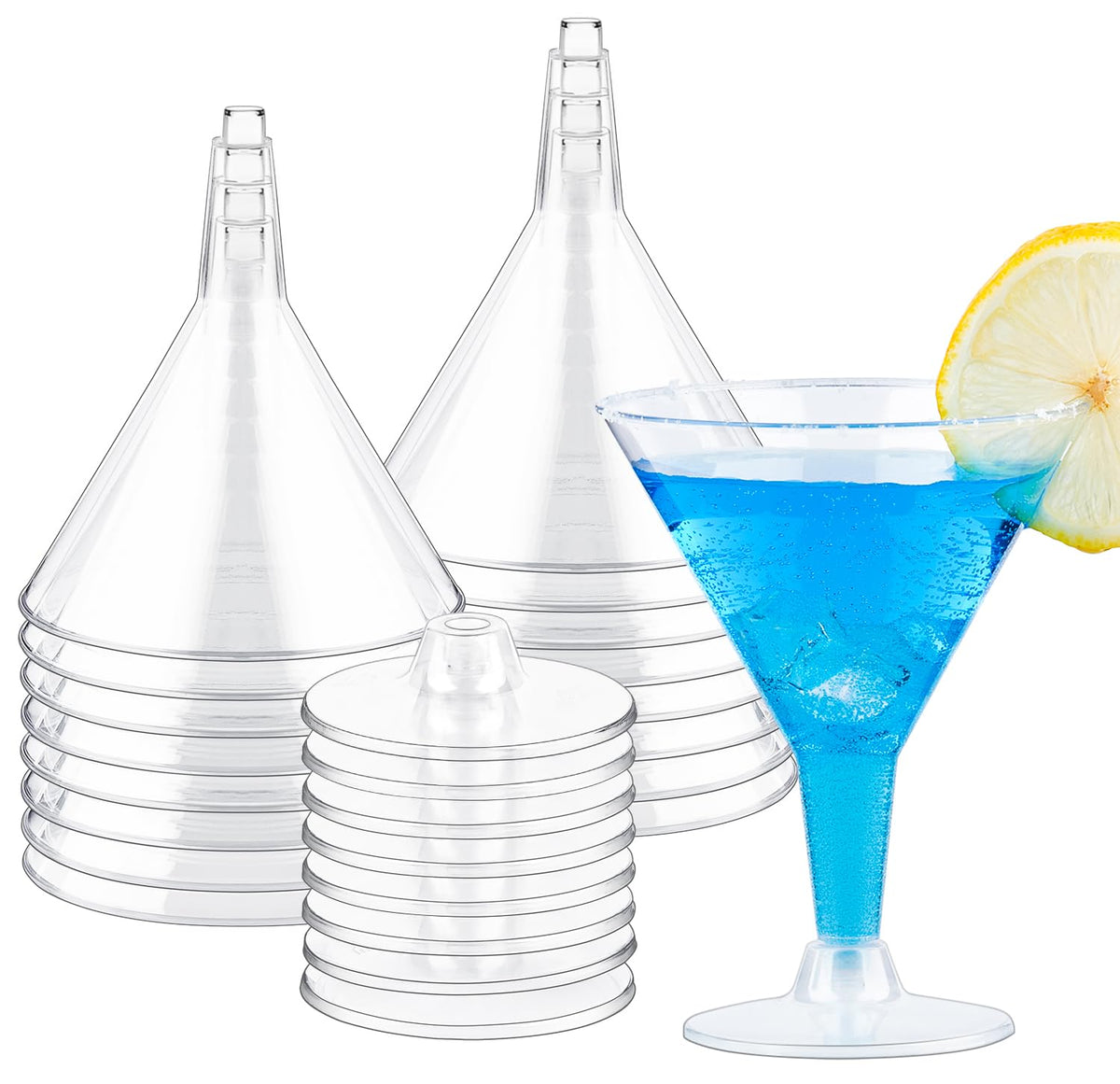 Zezzxu 24 Pack Plastic Martini Glasses 7 Oz Disposable Cocktail Glasses, Tall Mini Martini Glasses Perfect for Fall Halloween Party Birthday Wedding and All Events