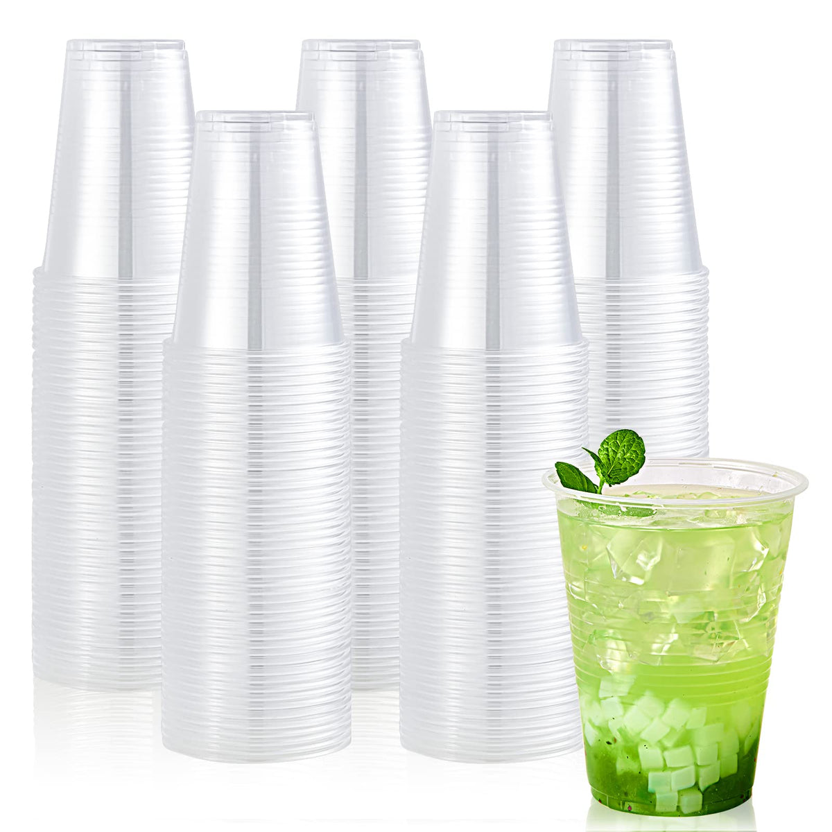 Lilymicky 260 Pack 16 oz Clear Plastic Cups, Cold Disposable Plastic Drinking Cups for Parties, Picnic, BBQ, Travel, and Events