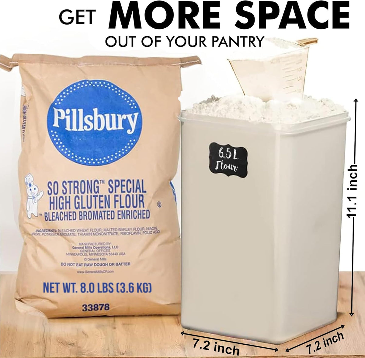 White Feather Supplies 2 PC 6.5L / 220 Oz Large Food Storage Containers with Lids Airtight
