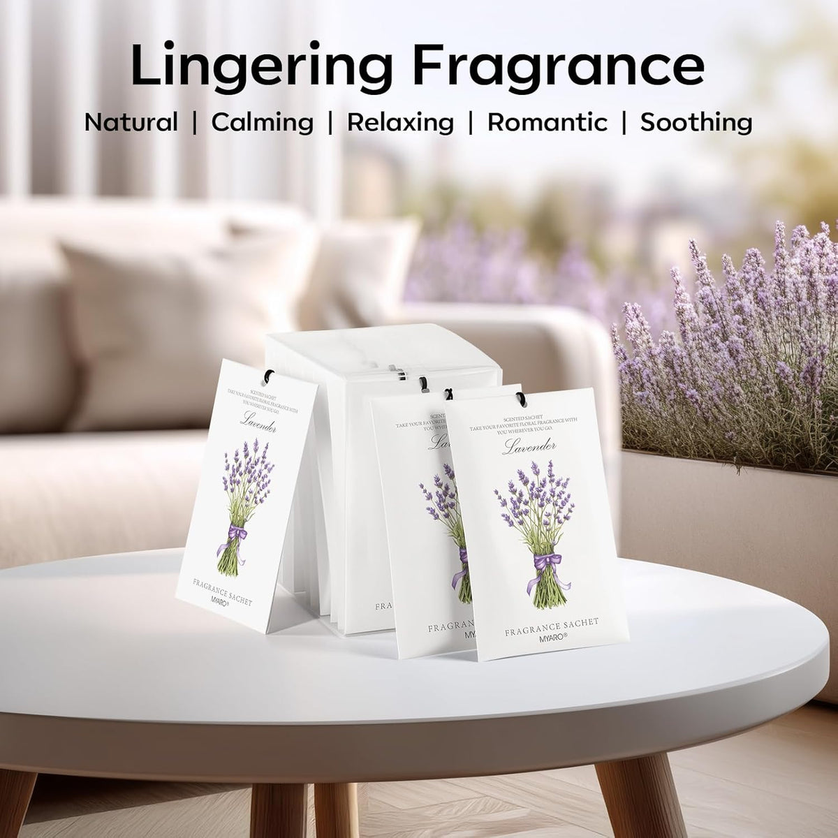 MYARO 12 Pack Lavender Scented Sachets | Odor Eliminator & Air Freshener for Drawer, Closet, Car, Shoes, Gym Bag, Suitcase | Home Fragrance Gift Set