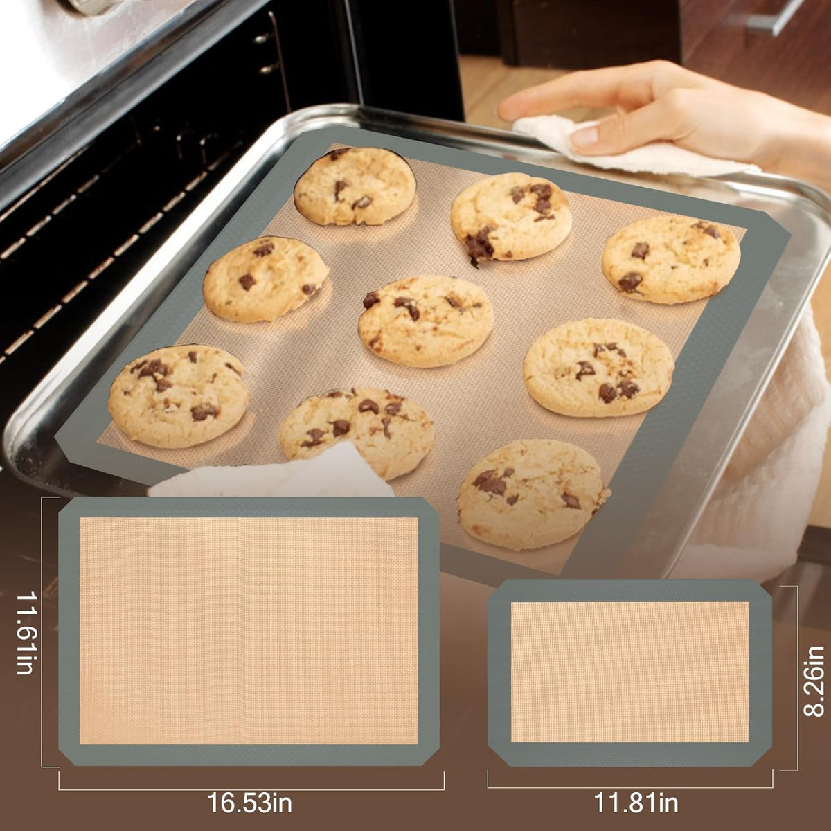 Silicone Baking Mat, 3 Pack Reusable Baking Sheet, Non-Stick & Food Safe Silicone Mats for Baking for Making Cookies Macaroons Bread, Baking Supplies & Accessories