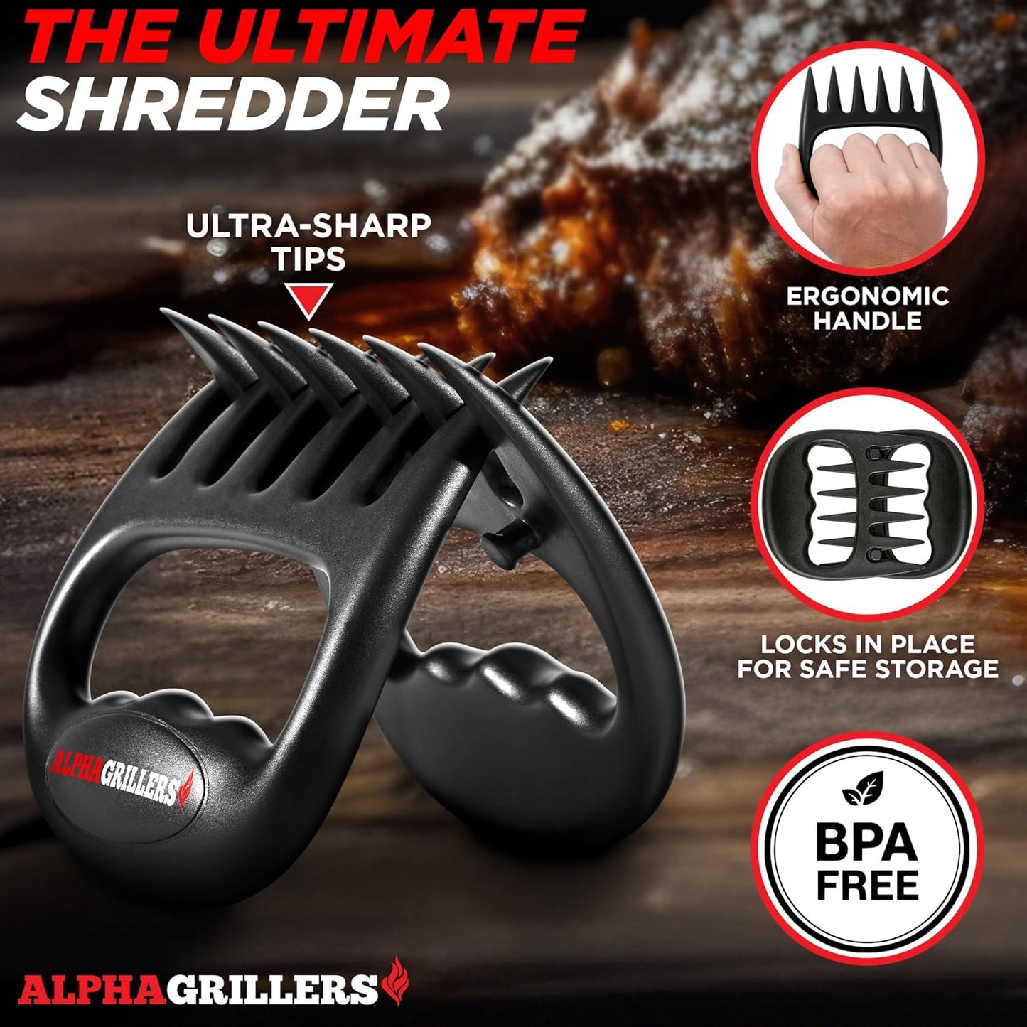 Alpha Grillers Meat Shredder Claws - Grilling and Smoker Accessories Gifts for Men Valentines Day Gifts for Him