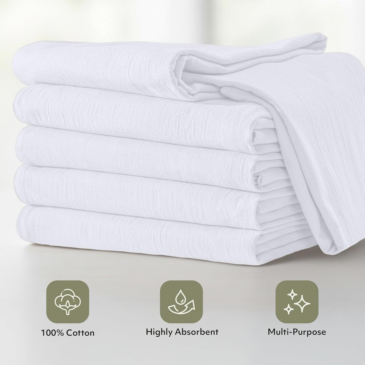 Utopia Kitchen White Flour Sack Towels 12 Pack - 28 x 28 Inch 100% Cotton Tea Towels for Cleaning & Drying - Highly Absorbent Kitchen Dish Cloth