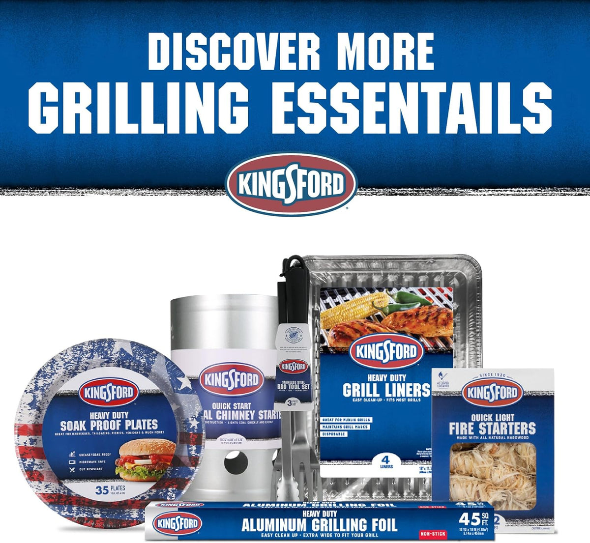 KINGSFORD Heavy Duty Deluxe Charcoal Chimney Starter | BBQ Chimney Starter for Charcoal Grill and Barbecues, Compact Easy to Use Chimney Starters and BBQ Grill Tools, Silver