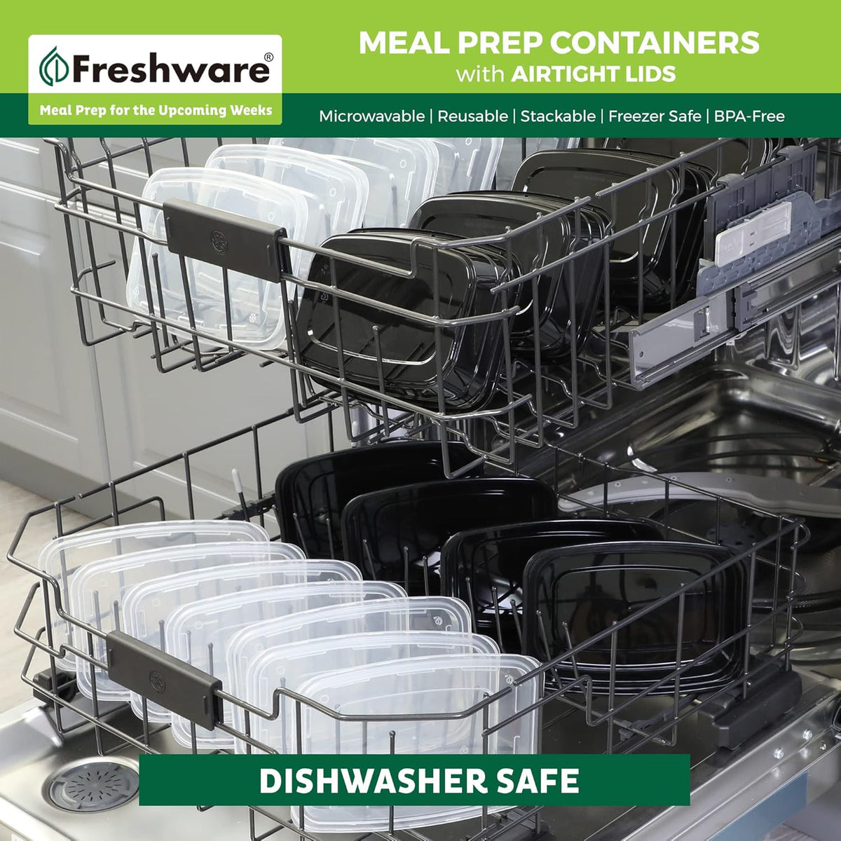 Freshware Meal Prep Containers 50 Pack 1 Compartment Food Storage Containers with Lids, Bento Box, BPA Free, Stackable