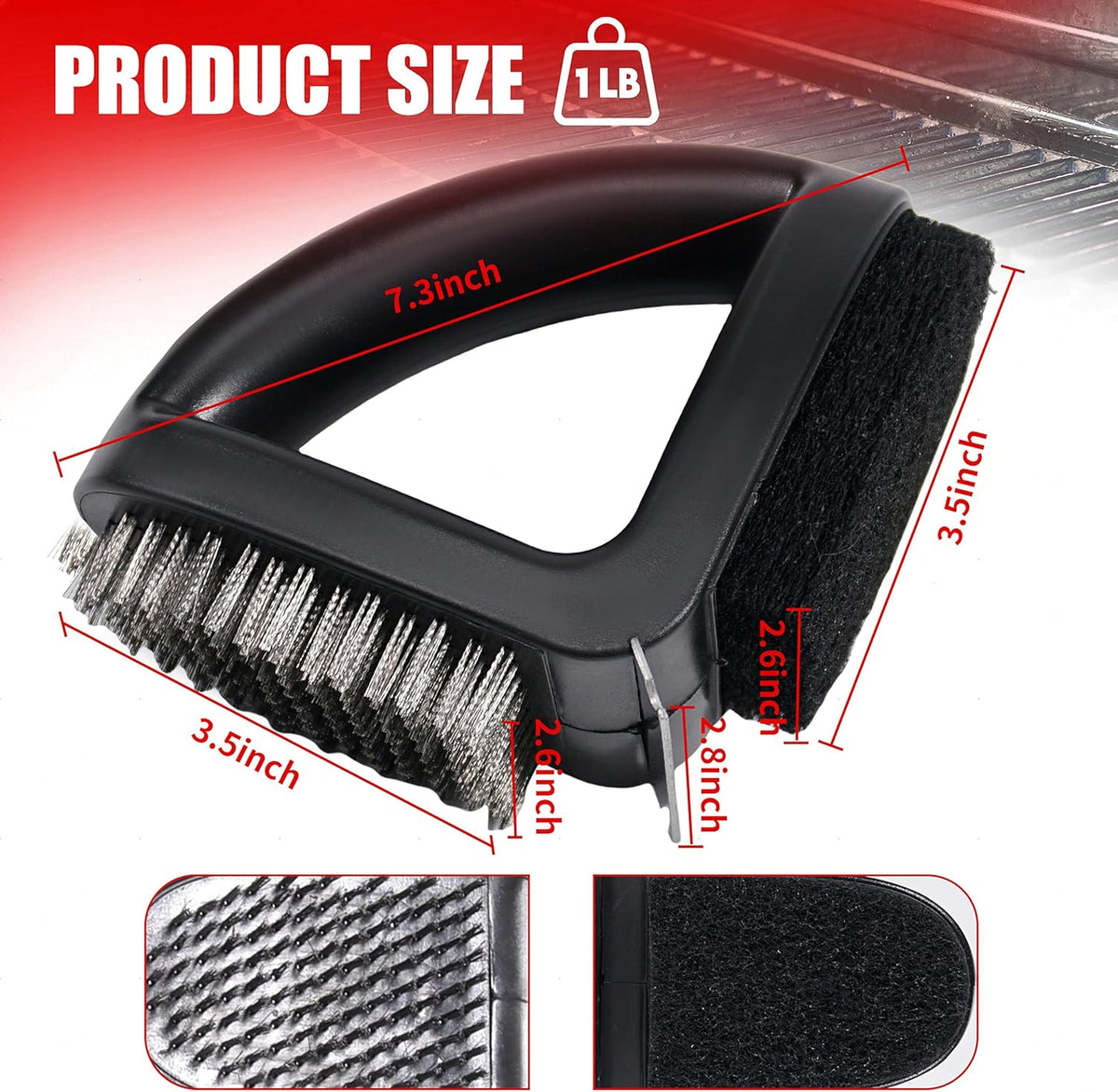 RELHP 4-in-1 Grill Brush Bristle-Free Sponge Pad & Wire Combined BBQ Brush, Ultra Safe & Heavy-Duty Grill Cleaner