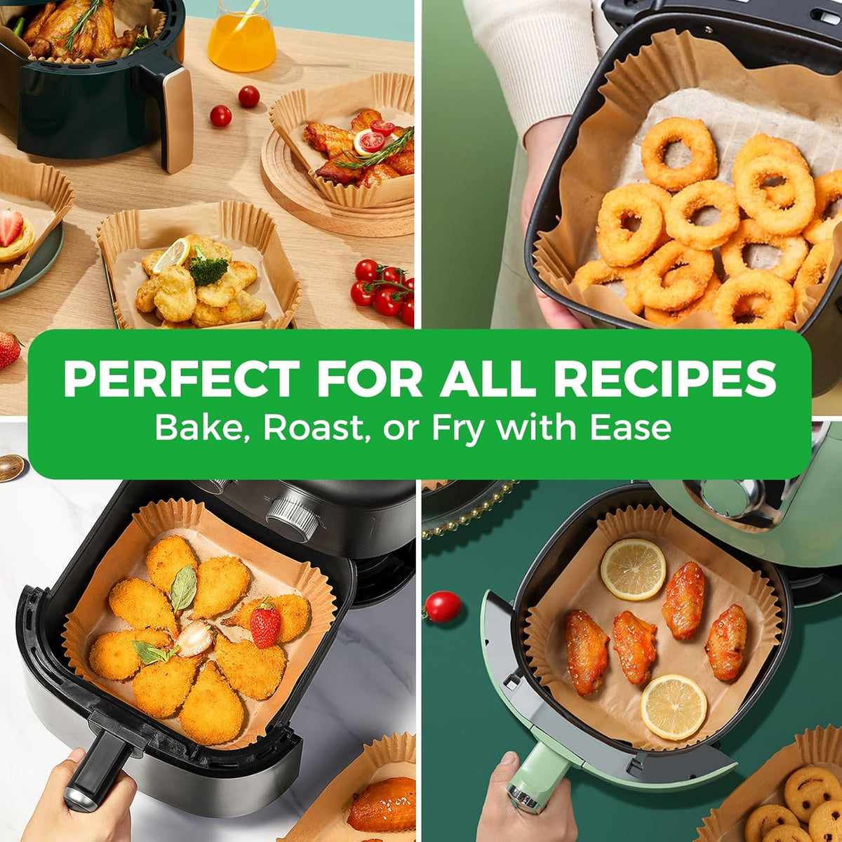 Air Fryer Liners Disposable, 150Pcs 8" Square Food Grade Material Unbleached Parchment Paper Liners Non-Stick & Waterproof Oilproof