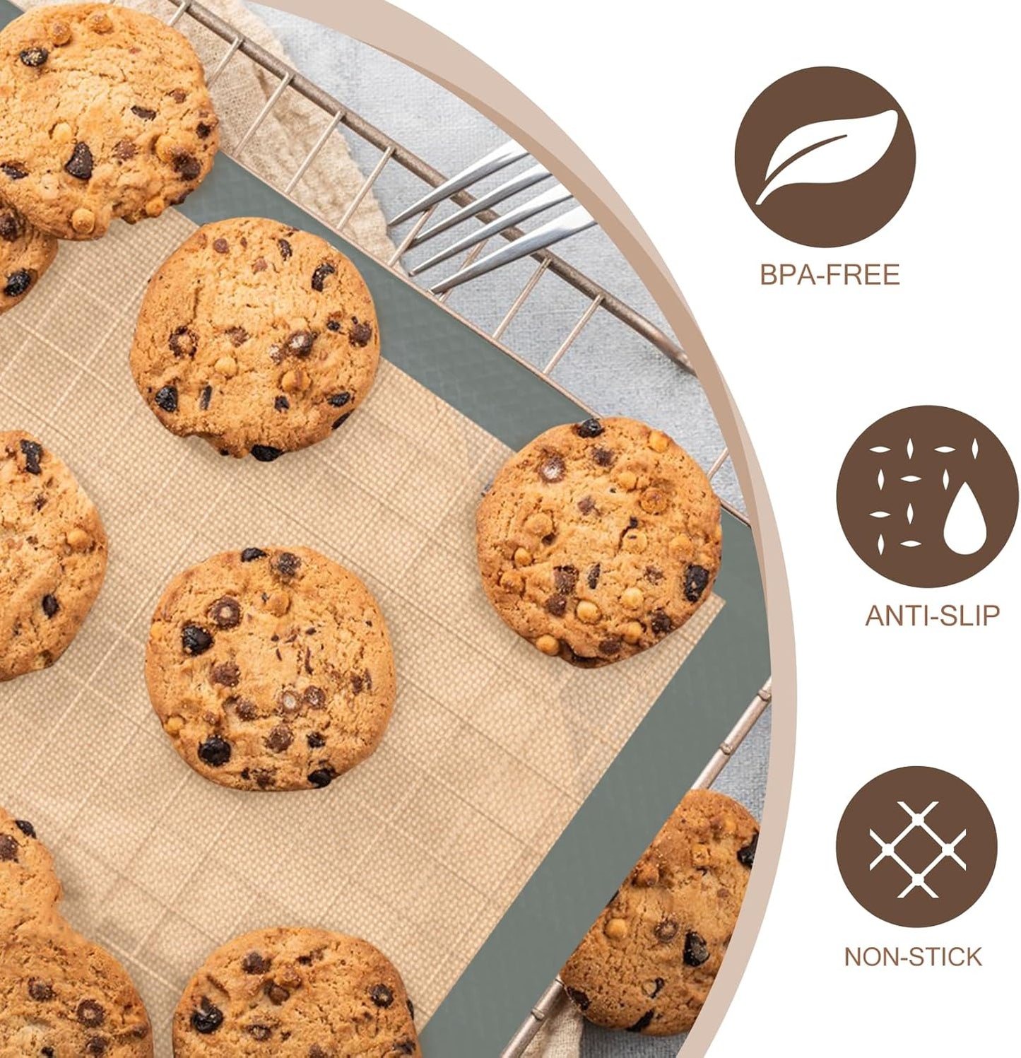Silicone Baking Mat, 3 Pack Reusable Baking Sheet, Non-Stick & Food Safe Silicone Mats for Baking for Making Cookies Macaroons Bread, Baking Supplies & Accessories