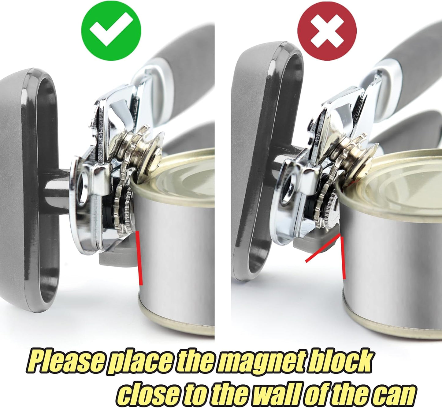 Can Opener, No-Trouble-Lid-Lift Manual Handheld Can Opener with Magnet, Smooth Edge Safe Cut for Beer/Tin/Bottle, Big Turning Knob Anti-Slip Handle Good for Seniors with Arthritis