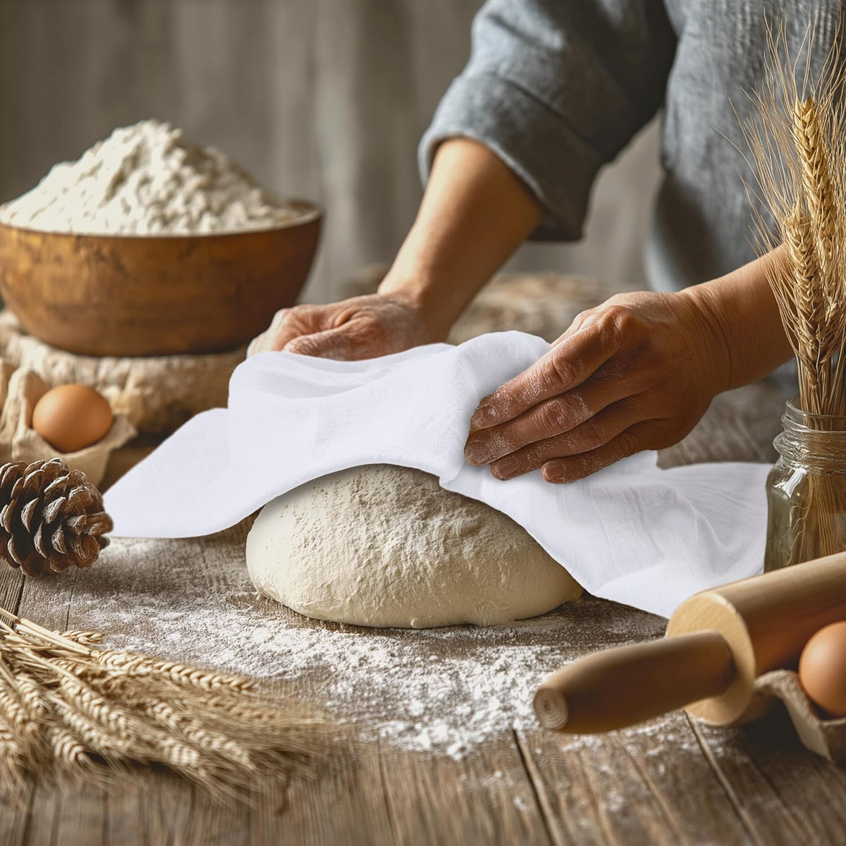 Utopia Kitchen White Flour Sack Towels 12 Pack - 28 x 28 Inch 100% Cotton Tea Towels for Cleaning & Drying - Highly Absorbent Kitchen Dish Cloth