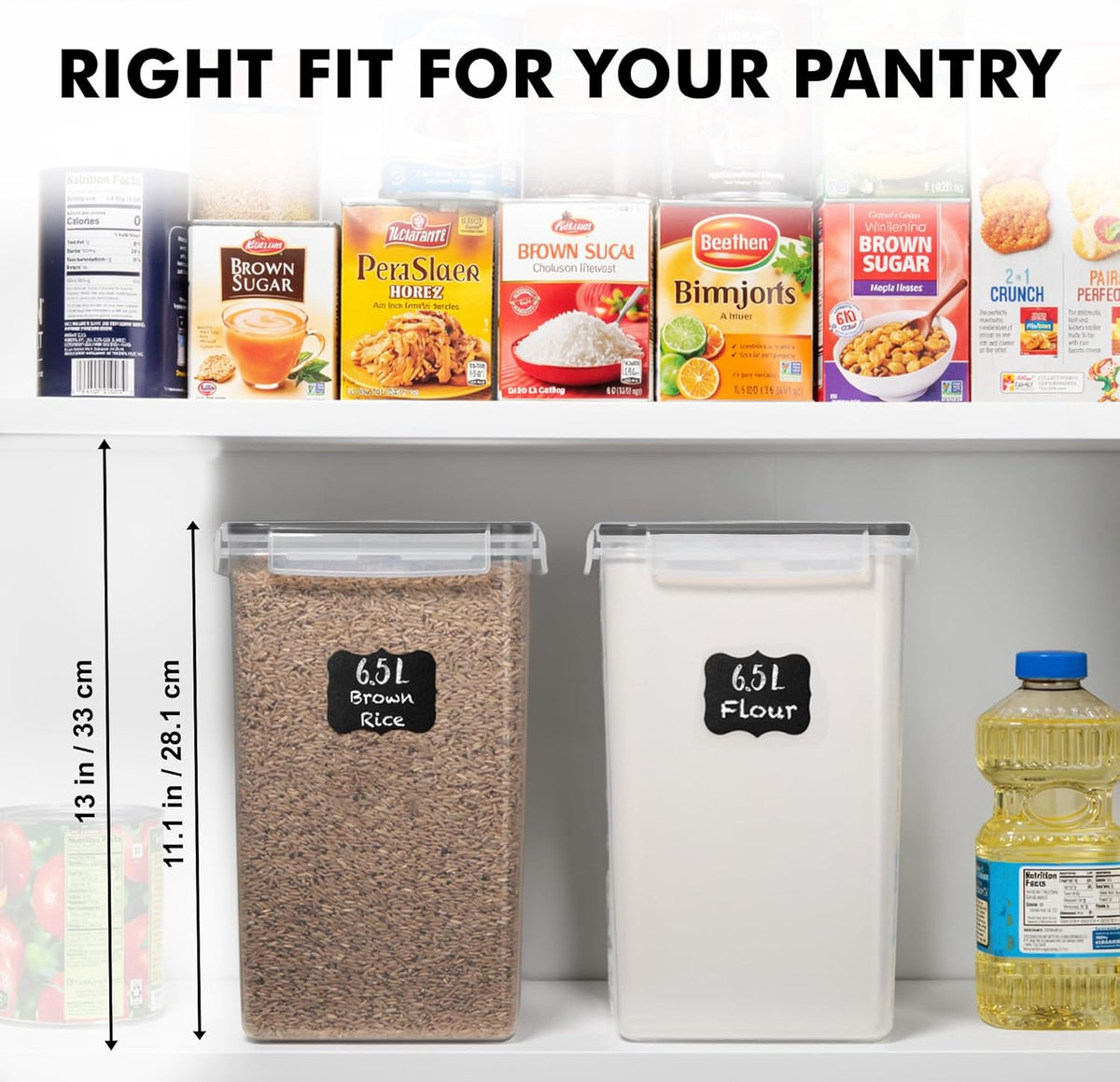 White Feather Supplies 2 PC 6.5L / 220 Oz Large Food Storage Containers with Lids Airtight