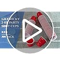 Lilymicky 300 PACK 2 oz Plastic Shot Glasses, Red Disposable Shot Cups, Mini Red Shot Cups, 2 oz Party Cups for Halloween Christmas Party