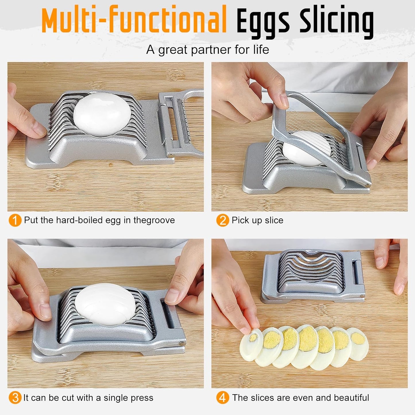 Yuzxaun Egg Slicer for Hard Boiled Eggs, Stainless Steel Wire, Heavy Duty Aluminium Egg Cutter Dishwasher Safe for Egg Strawberry Soft Fruit