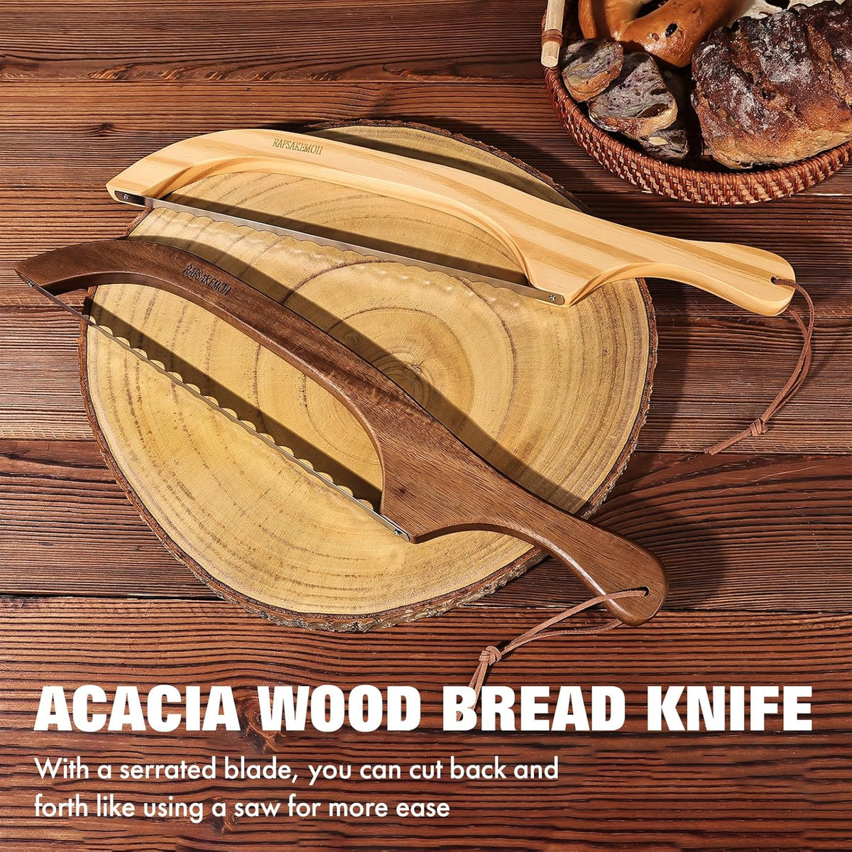 Bread Knife for Homemade Bread,Sourdough bread knife,15.7" Bread slicer for Homemade Bread, Baguettes and More Cuts Thin,Bow Design Easy to Cutting Even Slices