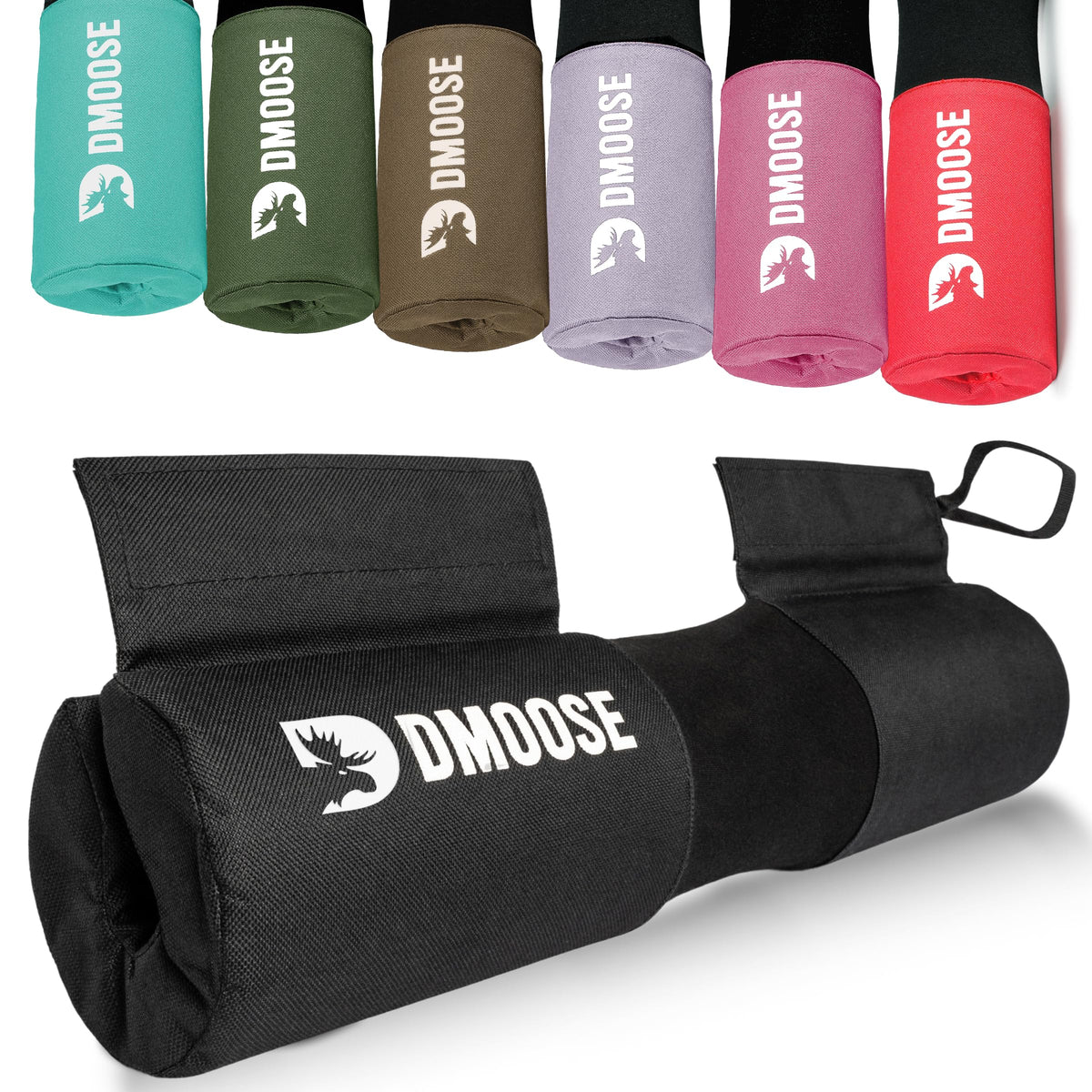 DMoose Fitness Barbell Pad for Hip Thrust, Squat & Lunges - Non-Slip Thick Foam Cushion for Neck and Back Support with Two Straps - Hip Thrust Pad for Leg Day - Fits All Olympic Bars and Smith Machine