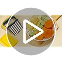 Crinkle Cutter Knife, Potatoes Crinkle Fry Cut and Vegetable Cutter for Veggies, Stainless Steel Carrot Slicer(Yellow)