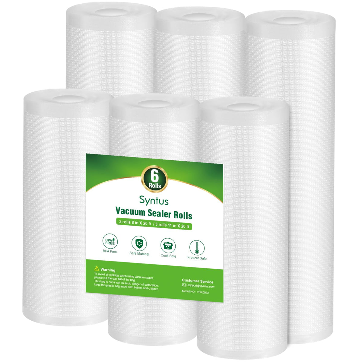 Syntus Vacuum Sealer Bags, 6 Pack 3 Rolls