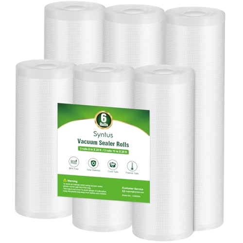 Syntus Vacuum Sealer Bags, 6 Pack 3 Rolls