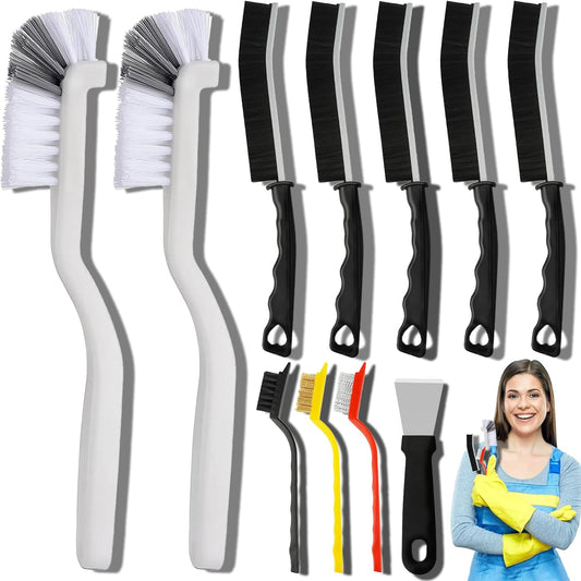11Pcs Crevice Cleaning Brush Set, Hard Bristle Cleaning