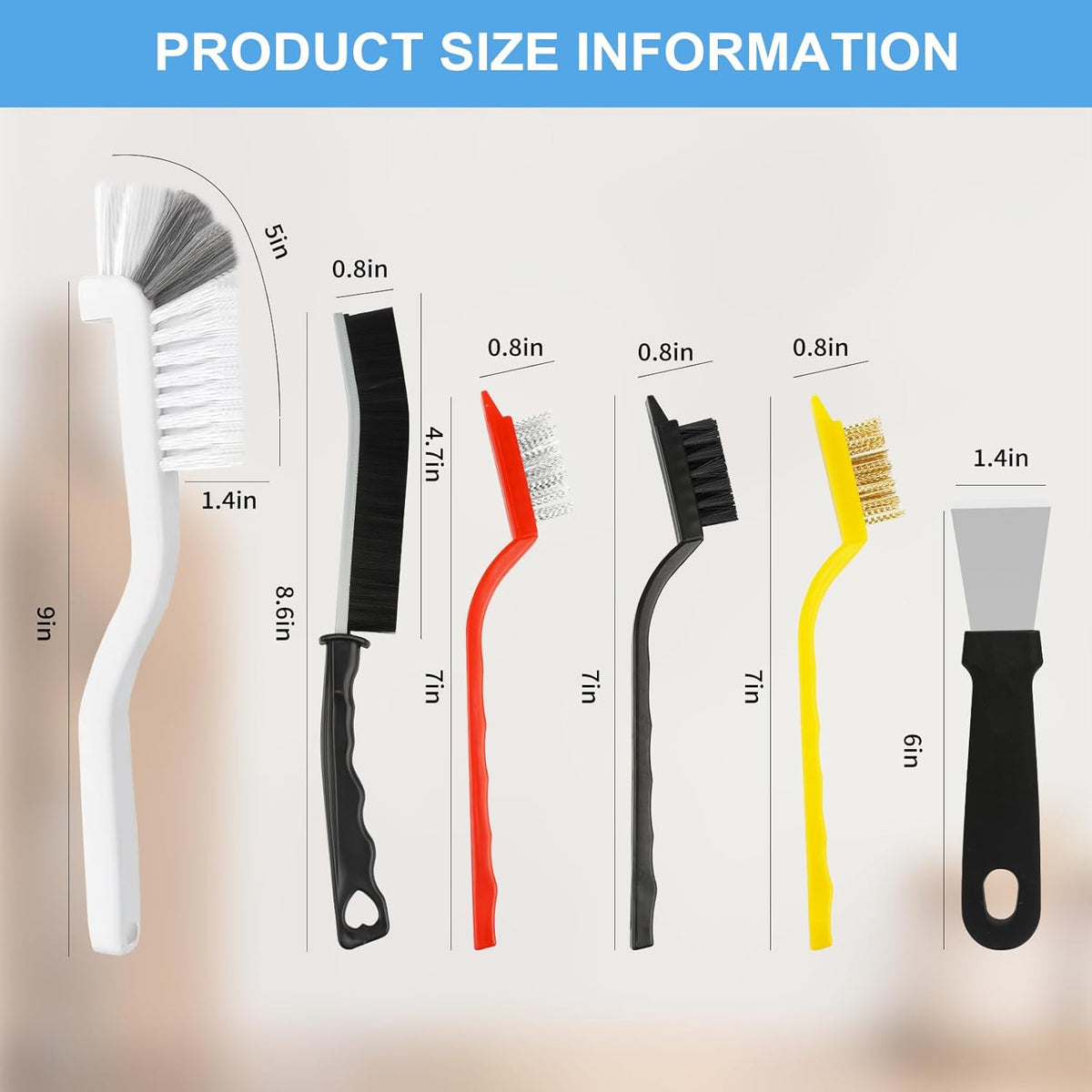 11Pcs Crevice Cleaning Brush Set, Hard Bristle Cleaning
