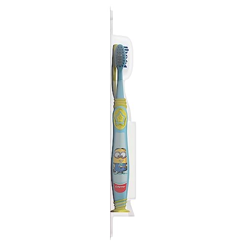 Colgate Kids Toothbrush, Minions, Extra Soft Toothbrush with Suction Cup, 2 Pack
