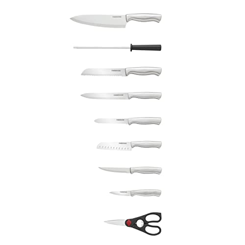 FARBERWARE 15-Piece Kitchen Knife Set with High-Carbon Stainless Steel Blades, Black Handles, Steak Knives, Wood Block, Razor Sharp and Ergonomic