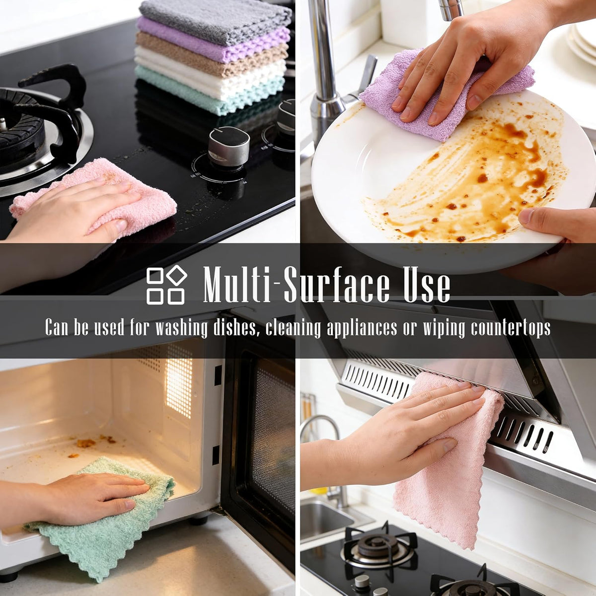 24 Pack Kitchen Dishcloths - Reusable Dish Towels