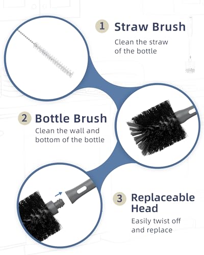 2 in 1 Long Handle Bottle Brush with Straw Brush for Cleaning