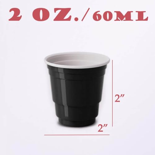 100ct 2oz. Mini black Shot Cups, Disposable and Small Size Perfect for Party, Tastings, Sample and More