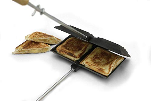 Coghlan's Cast Iron Cooker - Pre-Seasoned Pie Iron Sandwich Maker with Heat-Resistant, Removable Handles, Easy-to-Clean for Toasted Pies, Grilled Sandwiches, and Meats, For Campfire Cooking