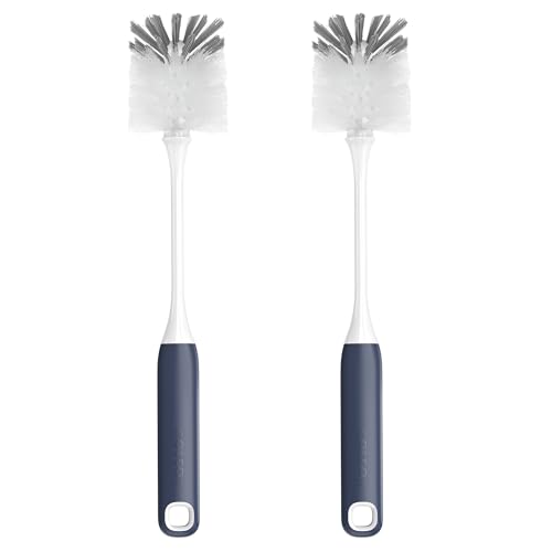 Long Handle Water Bottle Brush,Flexible Bottle Brush for Cleaning Milkshake Cup,Sports Bottle,Navy Blue,2 Pack
