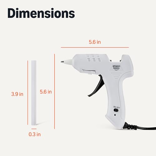 Basics Hot Glue Gun Kit with 30 Glue Sticks, High Temp for School Crafts, DIY Arts and Quick Home Repairs, Drip-Free Nozzle, Fast Drying, 20W, White