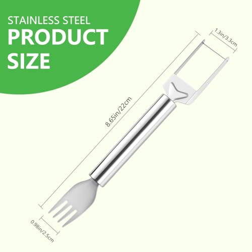 2-in-1 Stainless Steel Fruit Cutter, Watermelon Slicer with Fork, Dual Head Watermelon Fork Slicer Tool for Cubes, Fruit Knife with Round Handle for Home Kitchen, Picnic & Party (1Pack)