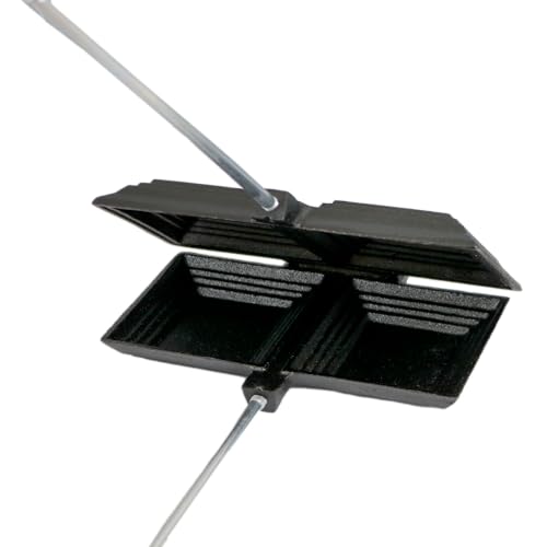 Coghlan's Cast Iron Cooker - Pre-Seasoned Pie Iron Sandwich Maker with Heat-Resistant, Removable Handles, Easy-to-Clean for Toasted Pies, Grilled Sandwiches, and Meats, For Campfire Cooking