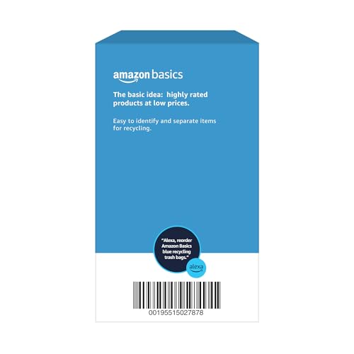 Basics Blue Recycling Drawstring Trash Bags, Tall Kitchen, Unscented, 13 Gallon, 60 Count