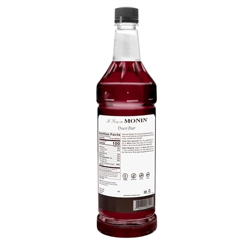 Monin - Desert Pear Syrup, Bold Flavor of Prickly Pear Cactus, Natural Flavors, Great for Iced Teas, Lemonades, Cocktails, Mocktails, and Sodas, Non-GMO, Gluten-Free (1 Liter, 4-Pack)