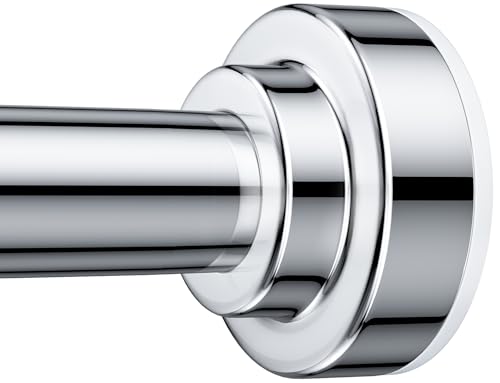 TEECK Shower Curtain Rod, 32-80 inch Adjustable Spring Tension Curtain Rod, Never Rust Anti-Slip Shower Curtain Rod for Bathroom, No Drilling, Never Collapse, Easy to Use, Silver