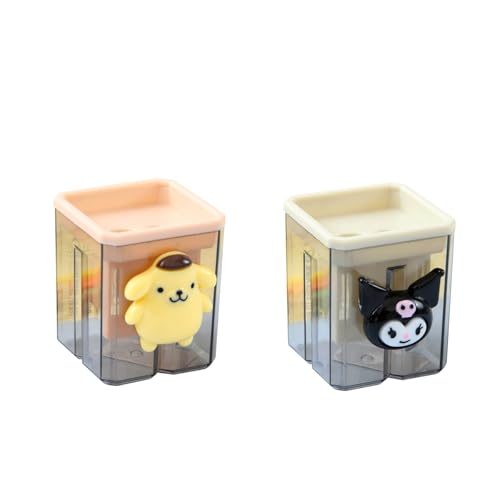 2 Pieces Creative Cute Cartoon Double-Hole Pencil Sharpener 2pcs Creative Cute Cartoon Double Hole Pencil Sharpener, Student Hand Pencil Sharpener, Green Dinosaur + White Rabbit (2)