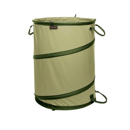 Fiskars Kangaroo Collapsible Garden Bag with Heavy Duty Hardshell Bottom for Yard Waste, 30 Gallon Reusable Container for Lawn Care and Gardening