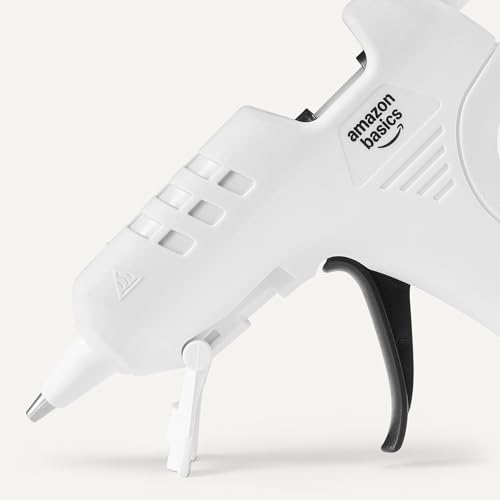 Basics Hot Glue Gun Kit with 30 Glue Sticks, High Temp for School Crafts, DIY Arts and Quick Home Repairs, Drip-Free Nozzle, Fast Drying, 20W, White