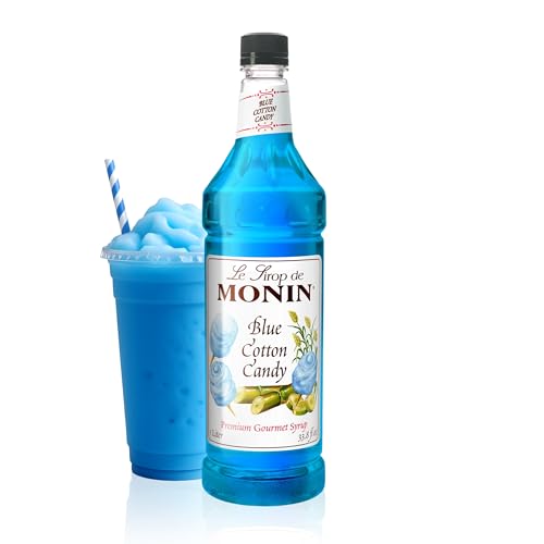 Monin - Blue Cotton Candy | Premium Syrup for Lemonades, Shakes, Sodas & More (BPA-Free Plastic Bottle, 1 Liter)