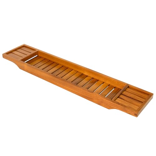 VaeFae Teak Bathtub Tray, Wooden Bath Caddy for Bathtub, Bath Tub Wood Table for Tub