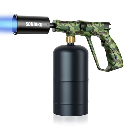 Sondiko Propane Torch Head, Powerful Kitchen Torch for Cooking, BBQ, Sous Vide and Steak Searing, Adjustable Blow Torch - Perfect Campfire Charcoal Starter, Gas Welding Kit(Propane Tank Not Included)