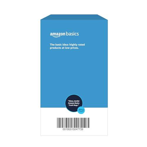 Basics 30 Gallon Multipurpose Drawstring Trash Bags, 20% Post Consumer Recycled, Black with Red Drawstring, 50 Count